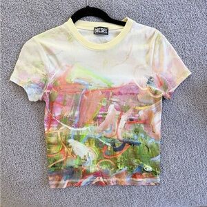 Diesel Yellow Print Graphic T-Shirt